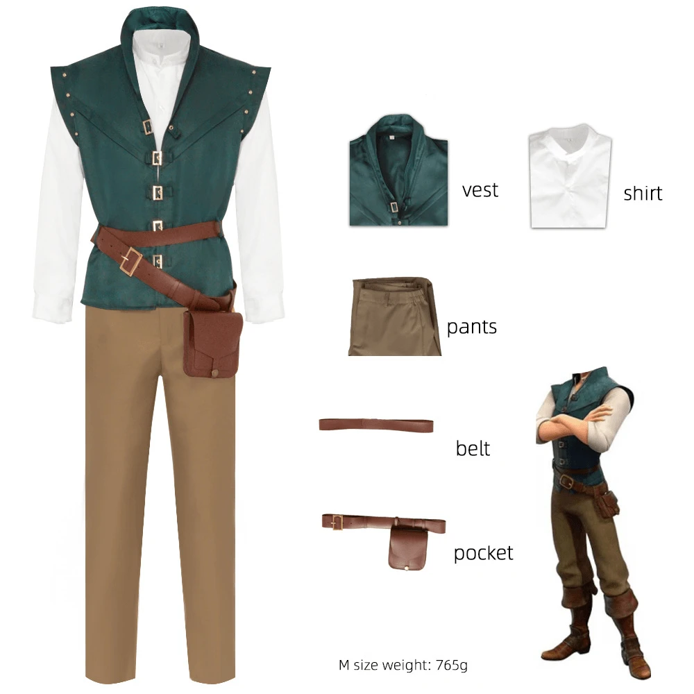 Halloween Cosplay Flynn Rider Cosplay Vêtements Deux Dimensions Cosplay Vêtements Jeu de Rôle Cosplay Costume Halloween Uniforme Performance Costume Jeu - Multicolore - Voir 1
