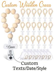 Personalised Custom Wooden Cross With Texts. Happy Easter, Christening, Baptism, First/Funeral, Birthday Party, Wedding Decoration, Keepsake Gift, Christmas, Waterproof, Anti-Mold, Stylish, Adorable, High-Quality Custom, Personalized, Unique Ideal Gifts For Her Boyfriend, Girlfriend, Dad, Mom, Family, Friends, For Anniversaries, For Birthdays, Office, Home, Mother's Day, Graduation