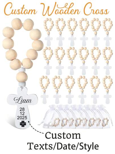 Personalised Custom Wooden Cross With Texts. Happy Easter Christening Baptism First/Funeral Birthday Party Wedding Decoration Keepsake Gift,Christmas ,Waterproof,Anti-Mold Stylish,Adorable,High-Quality Custom,Personalized,Unique Ideal Gifts For Her Boyfriend,Girlfriend,Dad,Mom,Family,Friends,For Anniversaries,For Birthdays,Office,Home Mother's Day Graduation