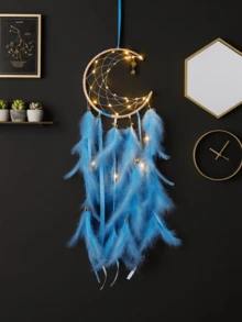 LED捕梦网：月亮捕梦网、彩色捕梦网、大型捕梦网、夜灯、正宗捕梦网、圣诞节万圣节派对装饰、婚礼生日周年纪念日节日惊喜礼物 - 緞帶月亮 - 查看 4