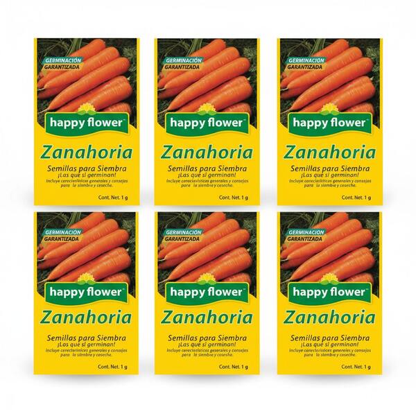 Pack de 6 Semillas de Zanahoria Happy Flower – Germinación Garantizada (1 g c/u)