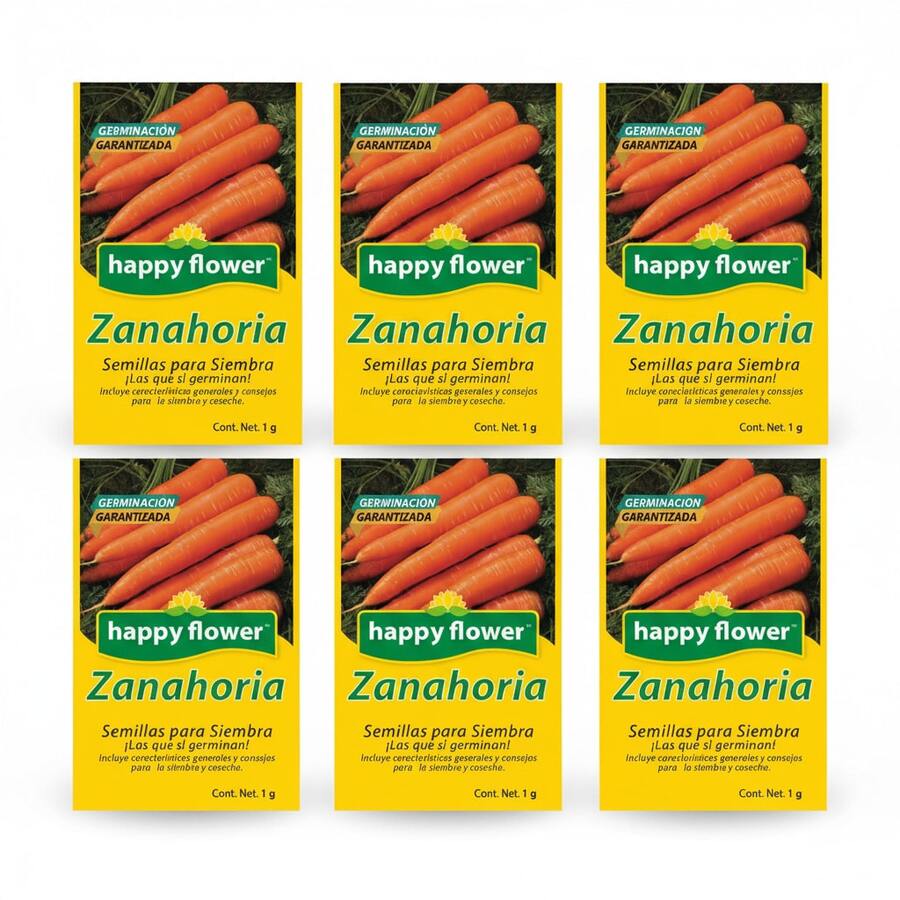Pack de 6 Semillas de Zanahoria Happy Flower – Germinación Garantizada (1 g c/u) - Amarillo - Ver 1