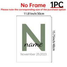 1pc Customized Initial Letter Print, Can Print Name, Personalized Canvas Wall Art With Name/Initial Print, Nursery Decor, Birth Commemorative Painting, Frameless Canvas, Optional Frame, Slow Life Style, Customized Wall Art, Retro Style, Multifunctional, Durable, Decorative, Reusable, Exquisite, Fashionable, High Quality, Vibrant Colors, Modern, Customized, Personalized - Multicolor - View 13