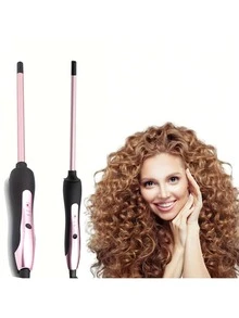 1 pieza Rizador de pelo fino de 3/8", rizador cerámico adecuado para cabello corto y largo, temperatura ajustable, apagado automático, 9mm color oro rosa, regalo de vacaciones barberia - Tipo de Enchufe A USA (110-127V) - Ver 9