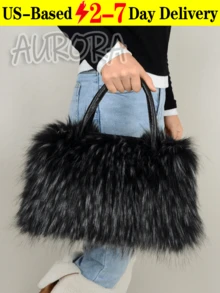 Crafted With Soft Faux Fur, This Fluffy Tote Bag Doubles As A Stylish Satchel And Shoulder Handbag, Perfect For Women-Whether For Yourself, Mom, Friends, Or Bridesmaids. It Pairs Beautifully With Fall And Winter Outfits, Working Great As A Plush Underarm Bag For Daily Commutes, Dates, Or Casual Outings. Though Compact, It Easily Fits A Mobile Phone And Wallet, And Its Versatile Design Can Transition Across Occasions. Beyond Daily Use, It's A Lovely Gift Pick: Ideal For Young Girls' Birthdays, Proms, And Graduations, Plus Special Days Like Valentine's Day, Christmas, Anniversaries, Thanksgiving, And Halloween. - 彩色 - 查看 1