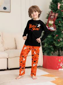 Young Boys' Long Sleeve Halloween Themed Pajama Set, Spring/Autumn - Multicolor - View 3