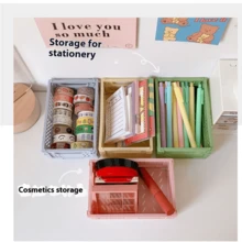 1pc Foldable Storage Basket, Collapsible Desktop Organizer Box For Student Stationery, Miscellaneous Items, Cosmetics, Stackable Small Basket