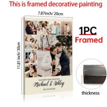 1 Tranh ghép ảnh cá nhân hóa làm quà tặng: Kỷ niệm ngày cưới, 1 Tranh in trên vải canvas theo yêu cầu - Món quà lý tưởng cho đám cưới, kỷ niệm và trang trí nhà cửa, khung ảnh tùy chọn - Nhiều màu - Xem 14