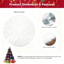 1pc Holiday Artificial Fur Christmas Tree Skirt - Snowflake White Plush Carpet Mat, Suitable For Holiday Home Decor, Polyester, Christmas Tree Stand Cover, New Year Decoration