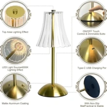 1pc Modern LED Crystal Desk Lamp With Touch Control, 3-Color Dimmable Nightlight, USB Charging, Eye-Caring Lamp, Suitable For Home Decor, Office, Camping, Party Decoration, Exquisite Gift Lamp - Three-color Charging Model - View 9