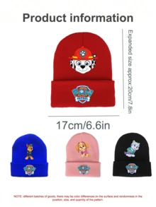 PAW Patro Unisex Hand-Knitted Cute Puppy Knitted Hat, Chase Rubble Zuma Skye Rubble Tracker Rex Knitted Hat, Christmas Gift, Birthday Gift