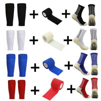 3 pares de calcetines deportivos para mujer y hombre, mangas para las piernas, calcetines antideslizantes de agarre para fútbol