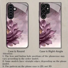 Compatible With  17/ 17 Pro/ 17 Pro Max 16/15/14/13/12/11 Pro Max And Other Models. Beautiful Lotus Pattern Glass Phone Case. Also Compatible With Samsung Galaxy S25, S24, S23, S22, S21, S20 FE, And Other A-Series Models. - 黑色 - 查看 6