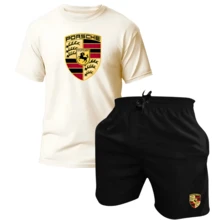 Men's Tactel Printed T-Shirt And Shorts Kit Launch - OFF - BLACK / PORSCH - View 1