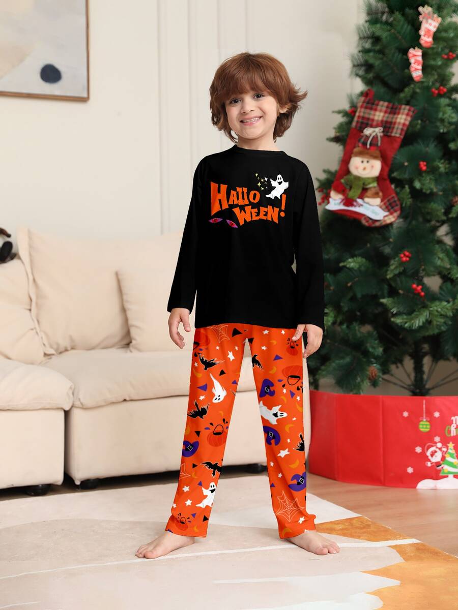 Young Boys' Long Sleeve Halloween Themed Pajama Set, Spring/Autumn - Multicolor - View 1
