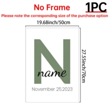 1pc Customized Initial Letter Print, Can Print Name, Personalized Canvas Wall Art With Name/Initial Print, Nursery Decor, Birth Commemorative Painting, Frameless Canvas, Optional Frame, Slow Life Style, Customized Wall Art, Retro Style, Multifunctional, Durable, Decorative, Reusable, Exquisite, Fashionable, High Quality, Vibrant Colors, Modern, Customized, Personalized - Multicolor - View 15