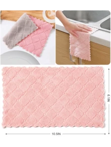 10pcs Kitchen Towels Quick Dry Washcloths, Coral Velvet Dishtowels Multipurpose Reusable Cloths, Soft Tea Absorbent Cleaning Cloths Double-Sided Microfiber Lint Free Rags. - Colorful - View 5