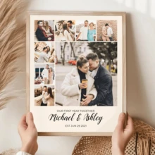 1 Tranh ghép ảnh cá nhân hóa làm quà tặng: Kỷ niệm ngày cưới, 1 Tranh in trên vải canvas theo yêu cầu - Món quà lý tưởng cho đám cưới, kỷ niệm và trang trí nhà cửa, khung ảnh tùy chọn - Nhiều màu - Xem 9