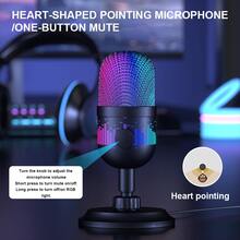 USB Condenser Microphone With Volume Control, Mute Button, RGB Lighting, Suitable For PC//Laptop/ - Great For Computer Recording, Streaming And Gaming!