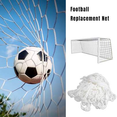 1pc Football Goal Net, Standard Size, PE Material, Suitable For Football Match Training, Yard Practice, Football Training Auxiliary Tool, Easy To Install And Durable Football Goal Replacement Net (Goal Posts Not Included)