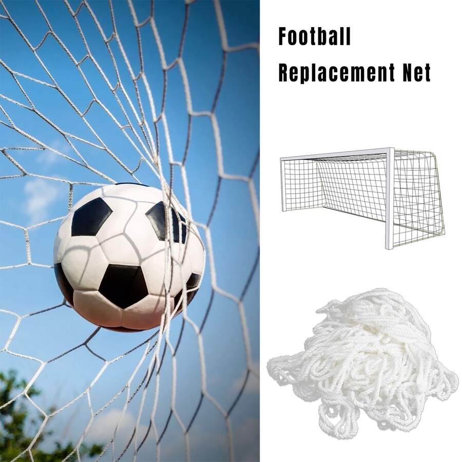 1pc Football Goal Net, Standard Size, PE Material, Suitable For Football Match Training, Yard Practice, Football Training Auxiliary Tool, Easy To Install And Durable Football Goal Replacement Net (Goal Posts Not Included)