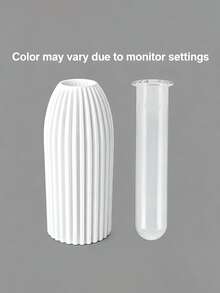 1 buc Vază de flori din plastic robust, incasabilă, stil minimalist modern, dungi verticale portocalii, design cilindric înalt, cu aranjament pufos de iarbă de pampas, piesă centrală de masă, vază decorativă pentru sufragerie, nuntă, petrecere, decor de casă