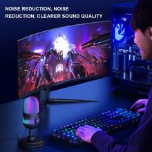 USB Condenser Microphone With Volume Control, Mute Button, RGB Lighting, Suitable For PC//Laptop/ - Great For Computer Recording, Streaming And Gaming!