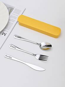 Personalização de Utensílios de Cozinha em Aço Inoxidável Gravados, Presente Comemorativo de Aniversário de Casamento para Casal, Presente de Herança de Casamento Personalizado Único e Colorido - Combinação de faca e garfo de aço inoxidável a laser texto + - Visão 8