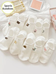 5/10 Pairs White Women's Boat Socks, Thin Summer Low-Cut Invisible Socks That Don't Show