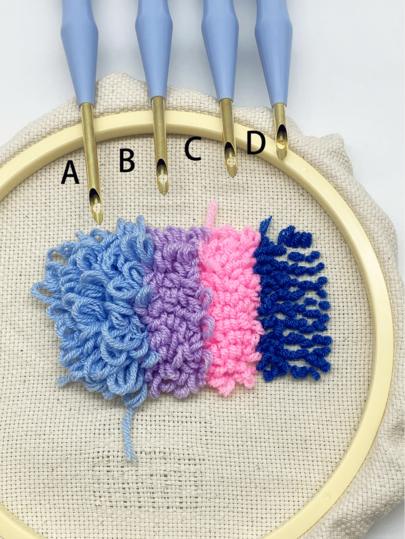 1 set Punch Needle, Aiguille à punch réglable 4 vitesses en bleu, avec 1 enfileur, outil professionnel de crochetage de tapis, poignée confortable, convient pour les fils épais et fins