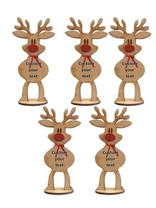 1/3/5 Pieza/Set, Adornos personalizados de renos, personalización grabada con láser, adecuado para adornos personalizados de miembros de la familia, parejas, decoraciones de dormitorio, decoración interior, mejores amigos, decoraciones de dormitorio escolar, regalos de Navidad para compañeros de clase y maestros