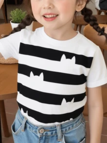 Young Girls Blouses - 黑與白 - 查看 2