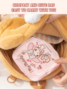 Túi đựng mỹ phẩm chống nước Sanrio My Melody, Túi đựng màu hồng dễ thương có khóa kéo trơn tru, Vải bền, Lớp lót, Dây đeo di động, Hoàn hảo để sử dụng hàng ngày và khi đi du lịch, Lý tưởng cho phụ nữ và thanh thiếu niên, Tuyệt vời để đựng đồ trang điểm và đồ vệ sinh cá nhân - Giai điệu - Xem 5
