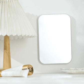 C&J FLORI Espejo De Maquillaje Cuadrado Estético Para Baño Tocador Dormitorio Espejo De Retoque Ideal Para Toda La Familia Mujer Dama Niña Decoración estética para habitación