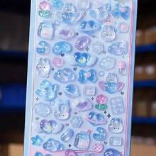 1pc Cute Candy Rabbit 3D Resin Sticker - Matte Rectangular Design, Featuring Heart, Star And Flower Patterns, Suitable For DIY Diaries, Scrapbook Decoration, Stationery Beautification, Rabbit Accessories, Diary Decoration, Essential Scrapbook Items, Fun ICONS, Fantasy Shapes, High-Quality Adhesive Pieces