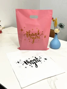 Bolsa de regalo, Bolsa de tela de plástico con texto "Gracias", Bolsa de empaque de regalo para tienda de ropa
