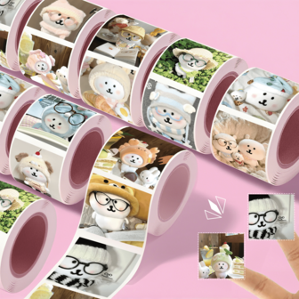 500pcs/Roll Ins Bear Self-Adhesive Tape, Holiday Party Gift Wrapping, DIY Scrapbook Decoration, Collage Art, PVC Sticker Rolls, School Supplies, Back To School