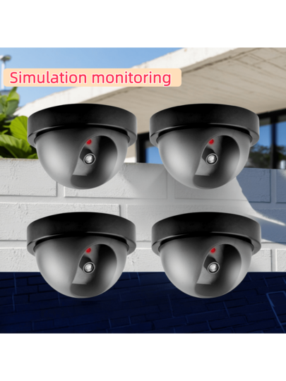 1pc Zwart Fake Security Camera, Simulated Dome Indoor/Outdoor Under Eaves, Flashing Rood LED Light, Home, Business, Factory, Aisle, Market, Hotel Deterrent Effect