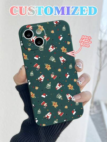 Cute Santa & Gingerbread Man Christmas Phone Case - Full Camera Coverage, Shockproof Corners, Durable & Scratch-Resistant, With Christmas Trees & Bells Design, Compatible With IPhone 16 Pro Max/17 Pro Max/17 Air/17/16/16 Plus, S25 Ultra/S25 Plus/S25, A63 And More