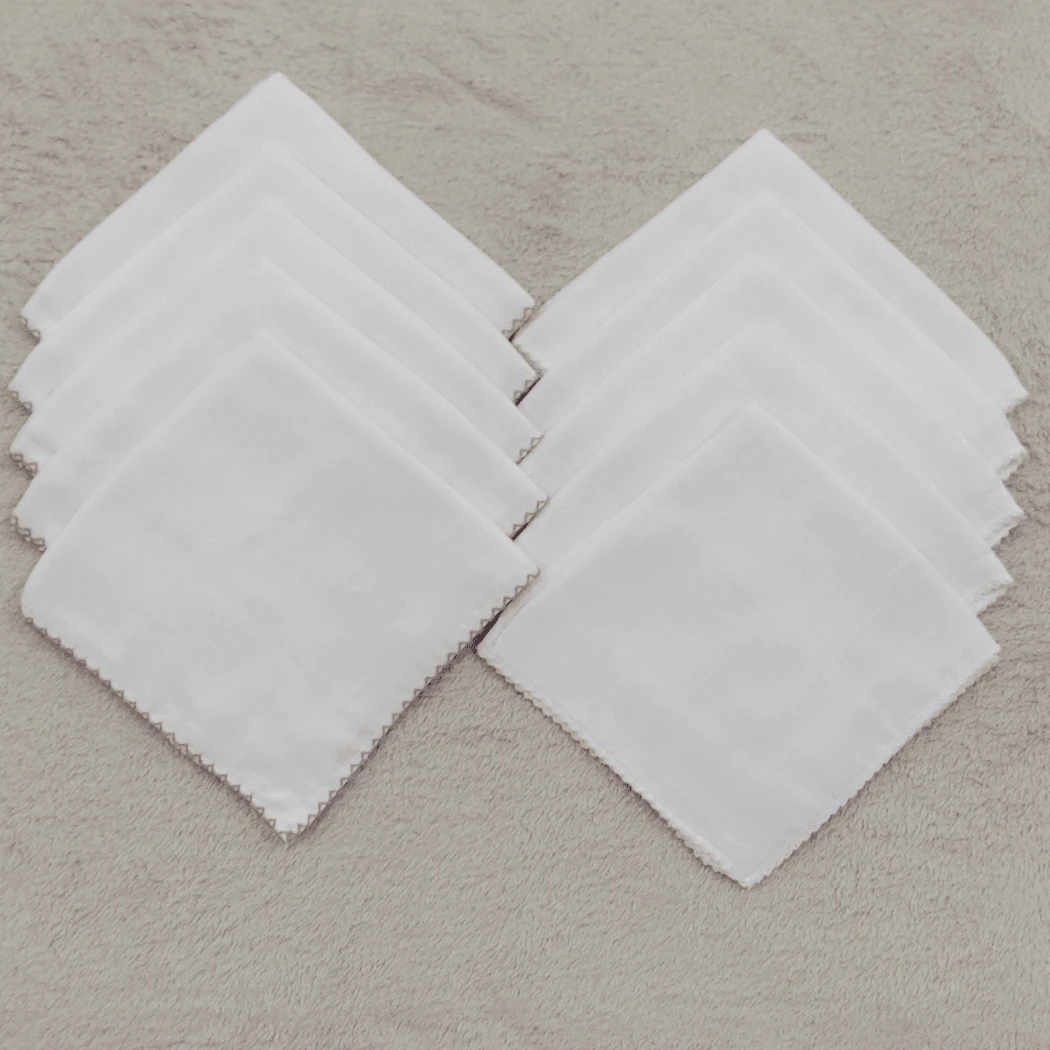 Baby Essentials – 32x32cm Double Diaper Kit 10 Units 100% Cotton With Delicate Piquet - 桃紅葡萄酒和白葡萄酒 - 查看 1