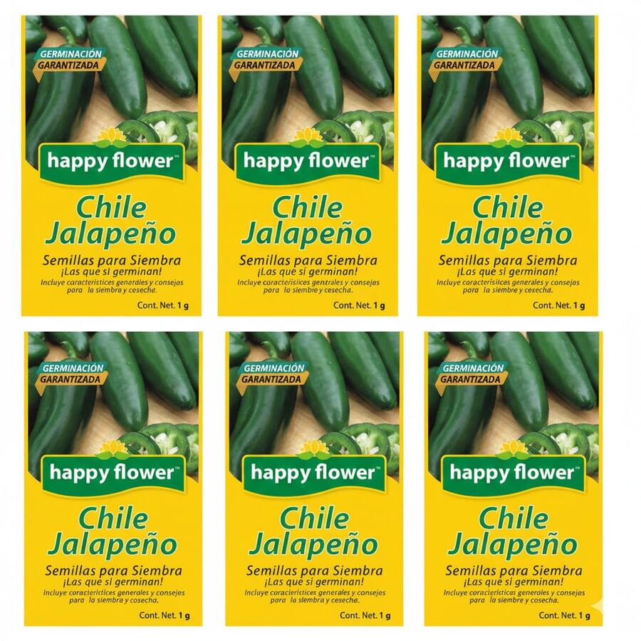 Pack de 6 Semillas de Chile Jalapeño Happy Flower – Germinación Garantizada (1 g c/u) - Amarillo - Ver 1