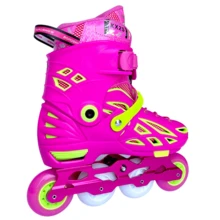 Patines Freeskate Ajustables patines freeskate ajustables talla adaptable ruedas PU freno trasero correa aseguramiento cierre rapido chasis resistente ideal para niños y adolescentes uso recreativo deportivo entrenamiento calzado deportivo de ruedas buena amortiguacion y soporte para aprendizaje y paseo - Rosa - Ver 4