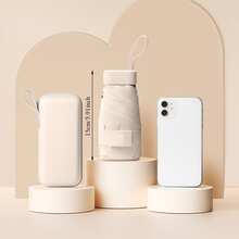 Custom Mini Travel Sun Umbrella For Purse With Case, Small Compact UV Umbrella Protection Sun, Lightweight Portable Parasol Windproof For Women Men,Chic Design