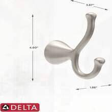 Delta ARV35-DN Towel Hook For Bath, Brushed Nickel, Double Towel Use