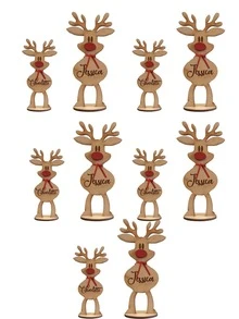 1/3/5 Pieza/Set, Adornos personalizados de renos, personalización grabada con láser, adecuado para adornos personalizados de miembros de la familia, parejas, decoraciones de dormitorio, decoración interior, mejores amigos, decoraciones de dormitorio escolar, regalos de Navidad para compañeros de clase y maestros