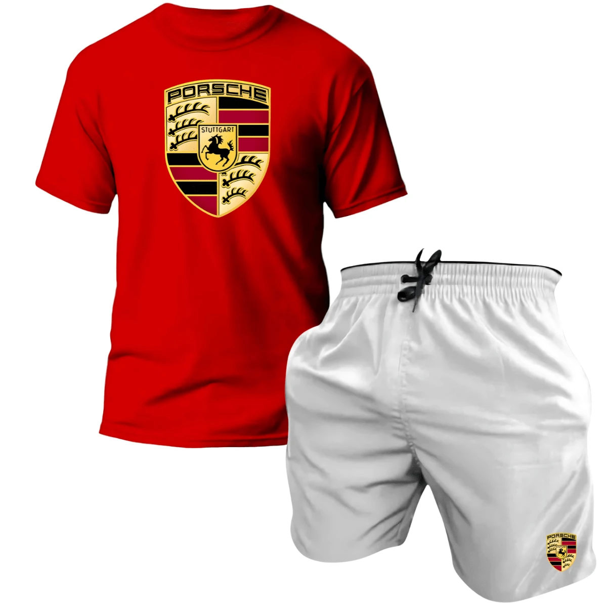 Men's Tactel Printed T-Shirt And Shorts Kit Launch - 紅 - 白 / 保時捷 - 查看 1