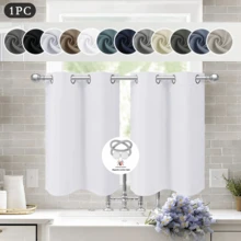 1pc/2pcs Blackout Short Kitchen Curtains, Suitable For Cabinet Sink Windows, Are Small Half-Curtains, And Also Applicable To RVs, Basements, Bathrooms And Sunrooms,Room Decor