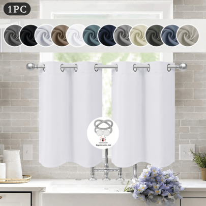 1pc/2pcs Blackout Short Kitchen Curtains, Suitable For Cabinet Sink Windows, Are Small Half-Curtains, And Also Applicable To RVs, Basements, Bathrooms And Sunrooms,Room Decor