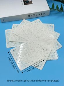 一套 5 个可重复使用的主题绘画模板套装 - 5 种不同风格（生日、字母和数字、对话框、爱心、圣诞节）适合学生绘画、DIY 插画等。 - 白色 - 查看 8