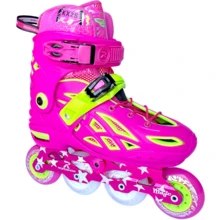 Patines Freeskate Ajustables patines freeskate ajustables talla adaptable ruedas PU freno trasero correa aseguramiento cierre rapido chasis resistente ideal para niños y adolescentes uso recreativo deportivo entrenamiento calzado deportivo de ruedas buena amortiguacion y soporte para aprendizaje y paseo - Rosa - Ver 2